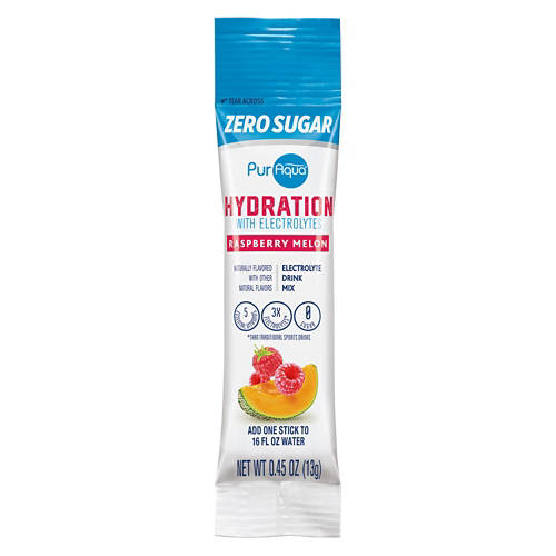 PurAqua Zero Sugar Raspberry Melon Flavored Electrolyte Drink Mix